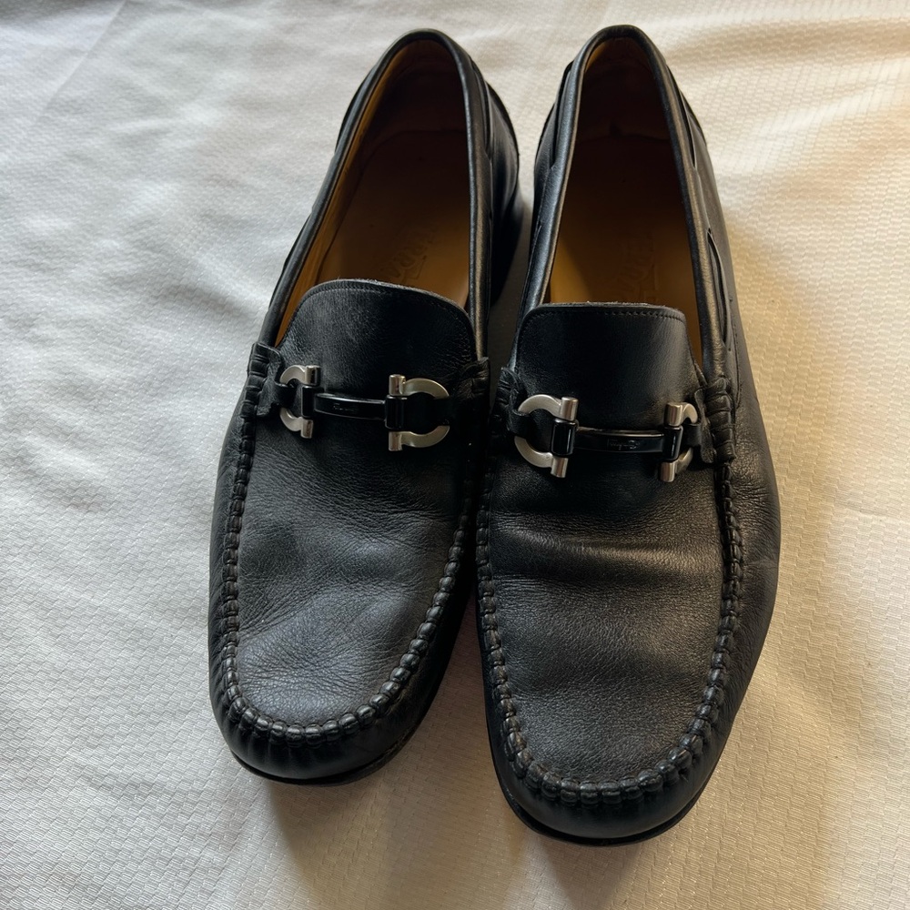 Salvatore Ferragamo Black Leather Slip-On Loafers - Picture 4 of 15